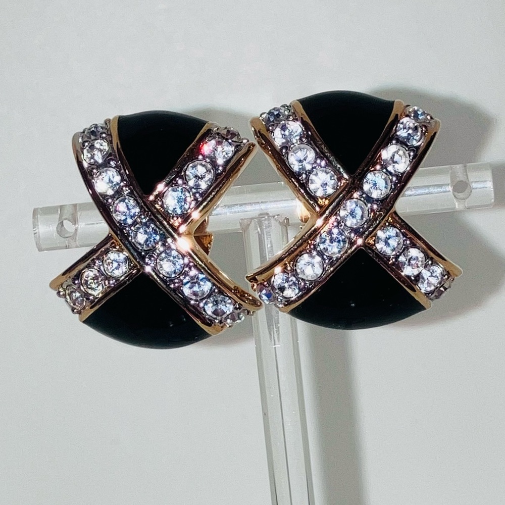 Swarovski Gold Black Diamond Earrings